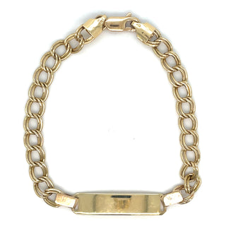 Vintage 9ct Yellow Gold Double Link Curb ID Bracelet