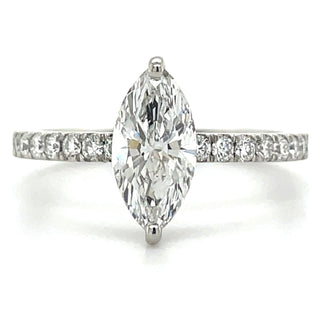 Marissa - Platinum Laboratory Grown 1.29ct Marquise Solitaire With Stone Set Shoulders