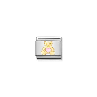 CHARM, COMPOSABLE LINK, PINK BEAR IN GOLD