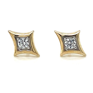 9ct Yellow Gold North Star And Round Cz Earring