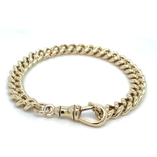Vintage 9ct Yellow Gold Solid Chunky Curb Bracelet With an Albert Swivel Clasp