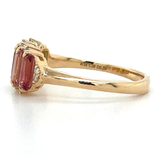 14ct Yellow Gold Earth Grown 1.28ct Tourmaline & Diamond Ring