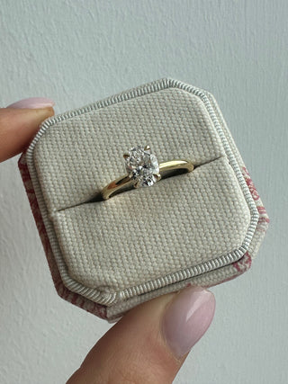 Millie - 18ct Yellow Gold 1.35ct Laboratory Grown Oval Solitaire Engagement Ring with Hidden Halo