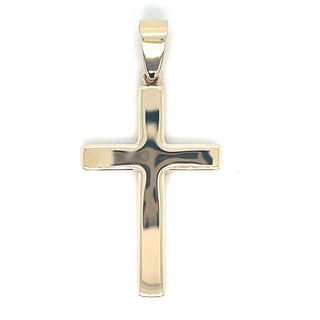 Vintage 9ct Yellow Gold Semi Solid Cross Pendant