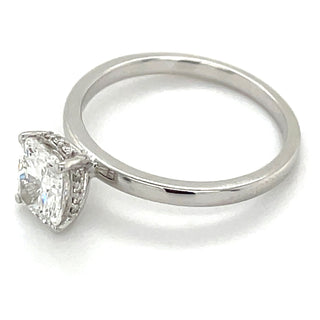 Grace - 14ct White Gold 1.09ct Laboratory Grown Elongated Cushion Cut Diamond Ring With Hidden Halo