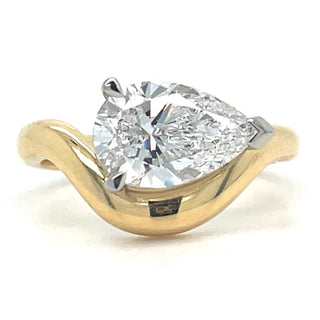 Cara - 18ct Yellow Gold 2.01ct Laboratory Grown Horizontal Pear Cut Diamond Shaped Band Ring