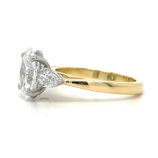 Nessa - 18ct Yellow Gold Laboratory Grown 1.30ct Pear And Oval Three Stone Diamond Ring