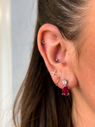 9ct White Gold Cubic Zirconia & Lab Created Ruby Earring