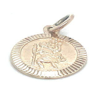 Vintage 9ct Yellow Gold Small Flat St Christopher Medal Pendant