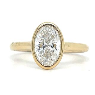 Callie - 18ct Yellow Gold Laboratory Grown 1.51ct Oval Rubover Set Diamond Ring