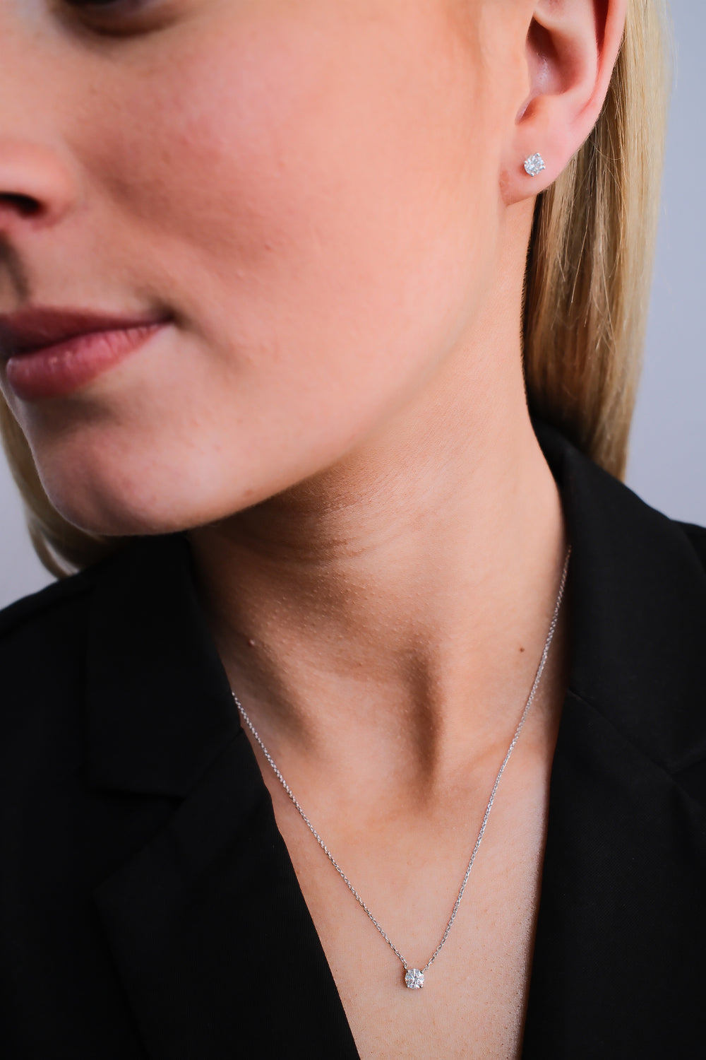 14ct White Gold Laboratory Grown Diamond Pendant & Earrings Bundle (0.36ct-0.38ct Each)