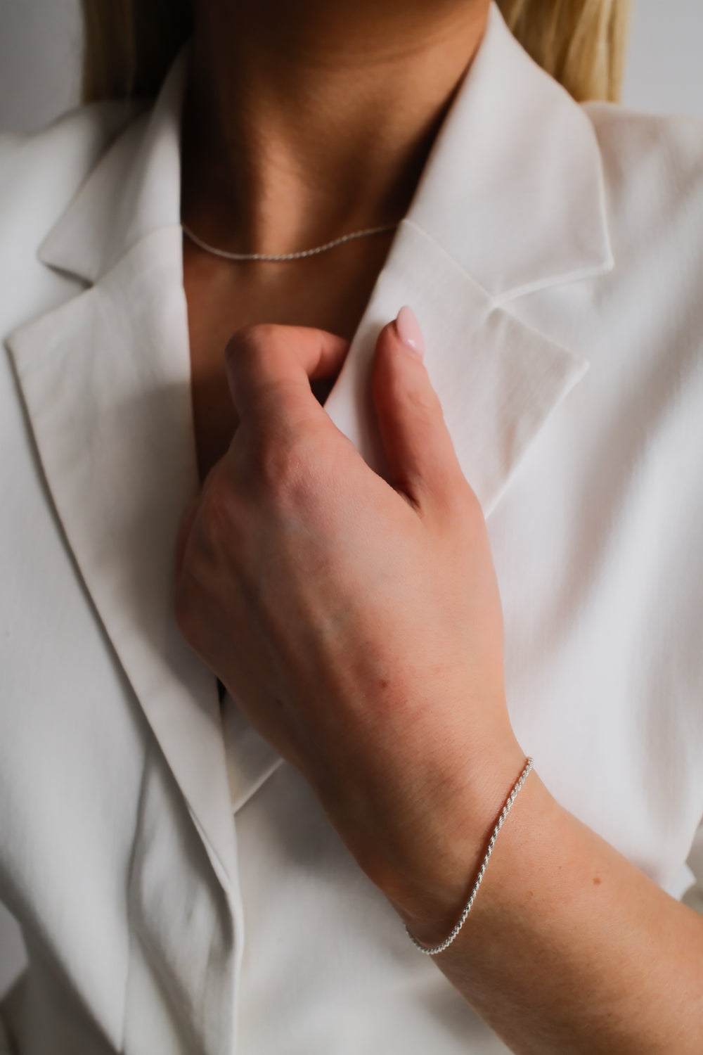 Sterling Silver Rope Necklace & Bracelet Bundle