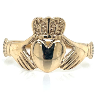 Vintage 9ct Yellow Gold Large Claddagh Ring