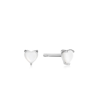 Ania Haie Silver Rising Star Mother of Pearl Heart Stud Earrings (Free Gift)