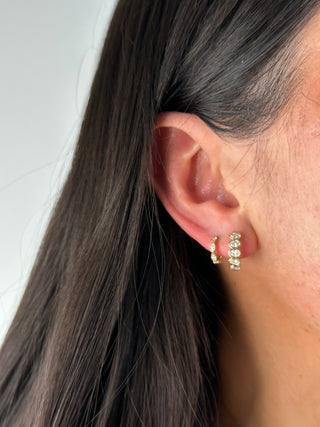 9ct Yellow Gold Five Stone Laboratory Grown Bezel Set Oval 1.15ct Diamond Hoop Earrings