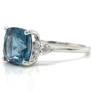 9ct White Gold Earth Grown 3.60ct London Blue Topaz And 0.31ct Laboratory Grown Diamond Ring