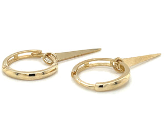 9ct Yellow Gold Detachable Hanging Spike Hoop Earrings