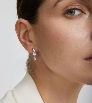 Ania Haie Silver Curved Teardrop Dangle Stud Earrings