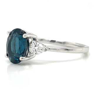 9ct White Gold Laboratory Grown Oval London Blue Topaz And Diamond Ring