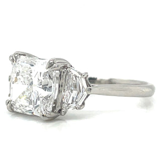 Scarlett - Platinum 3.69ct Square Radiant Laboratory Grown Diamond Ring with Side Stones