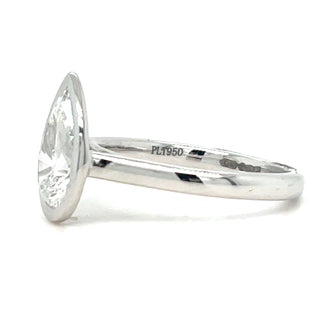 Elena - Platinum Laboratory Grown Rubover 1.52ct Pear Cut Solitaire Diamond Ring