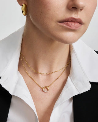Ania Haie Gold Half Pavé & Polish Hoop Necklace