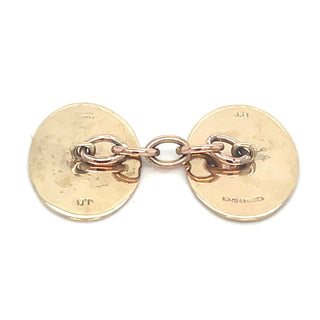 Vintage 9ct Yellow Gold Half Engraved Oval Cufflinks