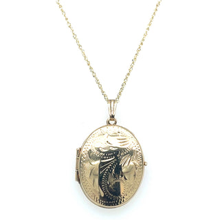 Vintage 9ct Yellow Gold Detailed Locket Pendant