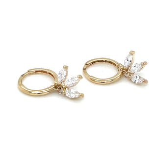 9ct Yellow Gold Hoop Earrings With Three Pear Drop Czs