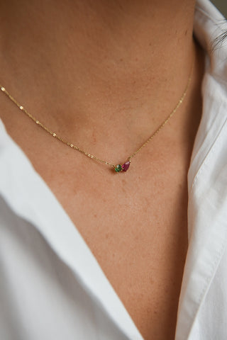 9ct Yellow Gold Toi Et Moi Ruby And Emerald Pendant