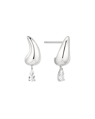 Ania Haie Silver Curved Teardrop Dangle Stud Earrings