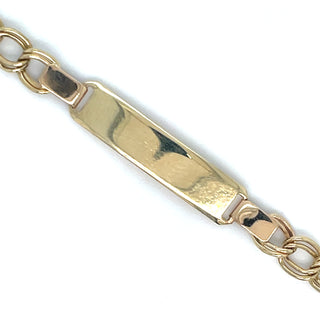 Vintage 9ct Yellow Gold Double Link Curb ID Bracelet