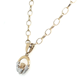 Vintage 9ct Gold Two Tone Claddagh Pendant