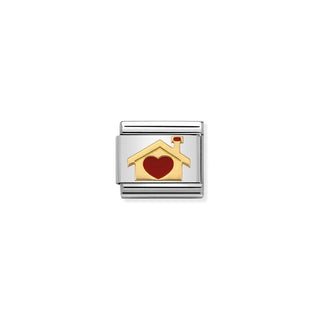 CHARM, COMPOSABLE LINK, HOME WITH HEART WITH ENAMEL