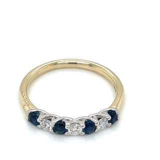 9ct Yellow Gold Earth Grown 0.56ct Sapphire And 0.213ct Diamond Ring