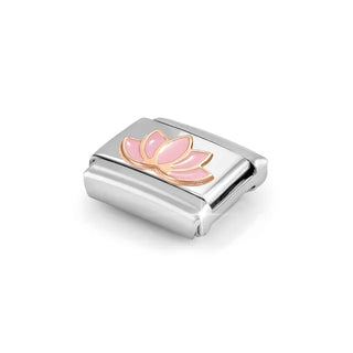Composable Classic Symbols in stainless steel with 9k rose gold and CZ Pink Lotus Flower