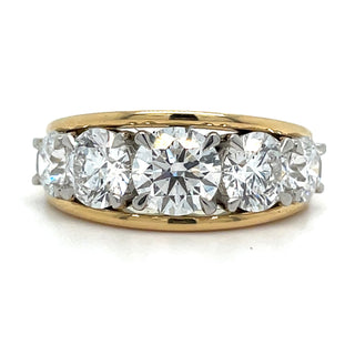18ct Yellow Gold Laboratory Grown 3.53ct Five Stone Round Brilliant Diamond Ring