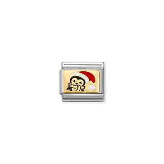 Composable Classic PLATES (IC) in steel, enamel and 18k gold Penguin Santa Hat
