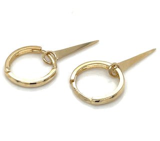 9ct Yellow Gold Clicker Hoops With Spike Drop