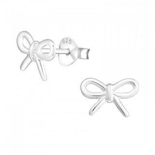 Childrens Sterling Silver Plain Bow Earrings