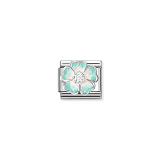 COMPOSABLE CL SYMBOLS stainless steel, enamel, Cubic Zirconia and 925 sterling Green Flower