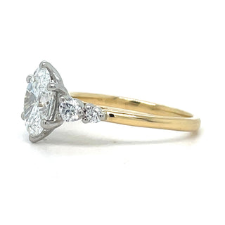 Eve - 18ct Yellow Gold 1.40ct Laboratory Grown Oval Diamond Engagement Ring with Round Side Stones