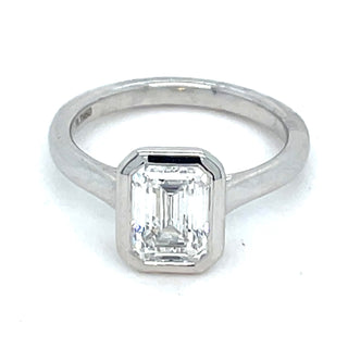 Freida - Platinum Laboratory Grown Rubover 1.60ct Emerald Cut Solitaire Diamond Ring