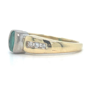 Vintage 18ct Yellow Gold Earth Grown Emerald and Diamond Ring