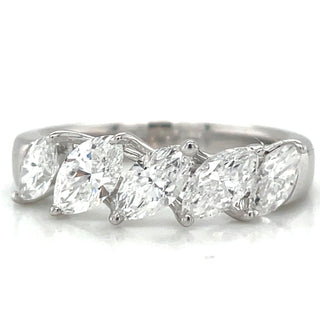 Platinum 1.53ct Laboratory Grown Fallen Marquise Diamond Eternity Ring