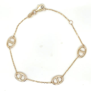 9ct Yellow Gold Marina And Trace Link Bracelet