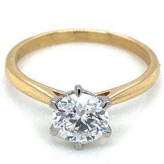 Addie - 18ct Yellow Gold Six Claw Laboratory Grown 1.07ct Solitaire Round Brilliant Diamond Ring