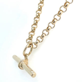 Vintage 9ct Yellow Gold 18” Heavy Round Belcher Chain With Straight T-Bar