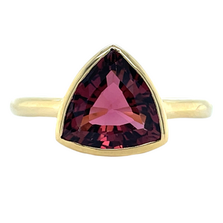 Tadgh Óg 18ct Yellow Gold Earth Grown 2.03ct Pink Trillion Cut Tourmaline Ring