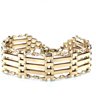 Vintage 9ct Yellow Gold Gate Bracelet with Heart-Shaped Lock